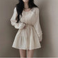Pleated Design Small Lace-up Waist-controlled Slimming Dress