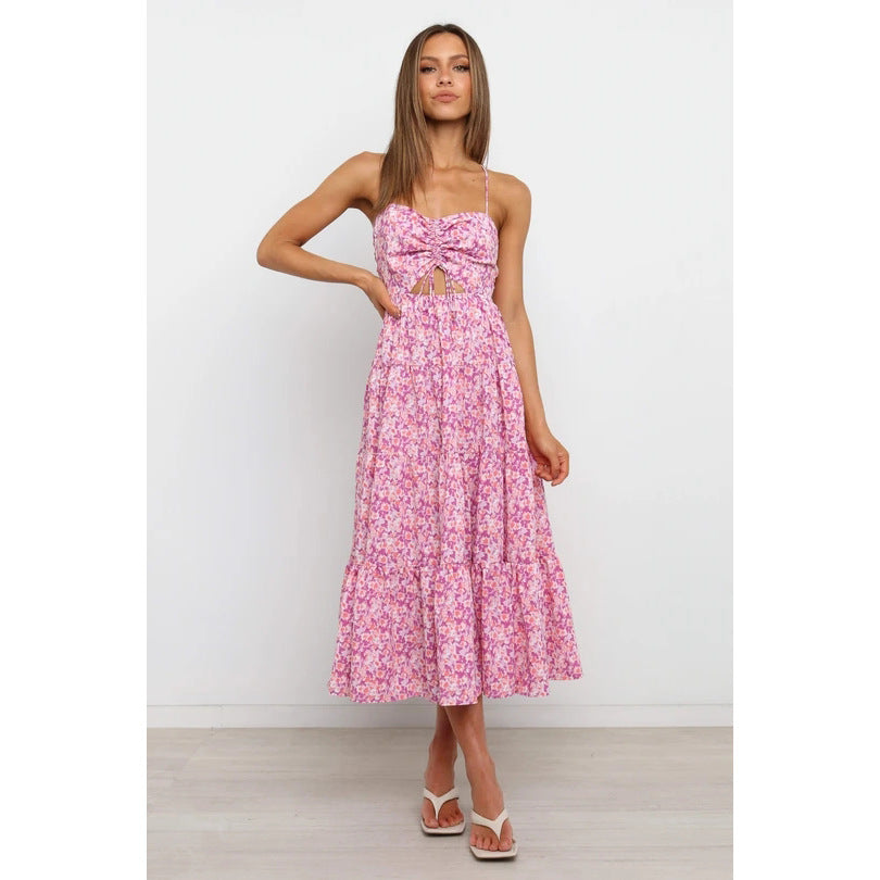 Small Floral Print Sweet Spaghetti-strap Dress
