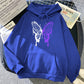 Sweat à capuche à motif papillon blanc et violet