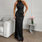 Satin Halter Sleeveless Split Dress