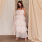 Pure Color Ruffles Suspender Layered Dress