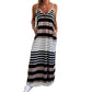 Loose Casual Low Cut Dress Striped Print