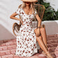 European And American Square Collar Button Bohemian Dress