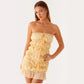 Sweet Yellow Bowknot Lace-up Tube Top Dress