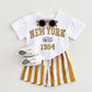 Children's Summer T-shirt Suit Letter Printing