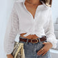 Women's Fashion Casual Solid Color Shirt Splicing Lace Top