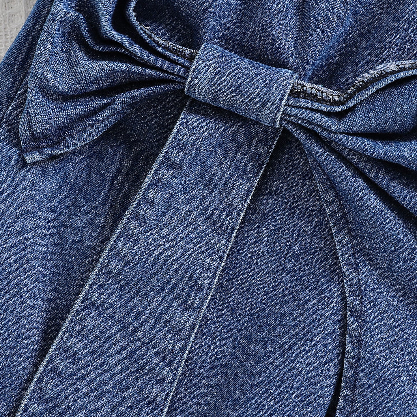 Ensemble deux pièces en jean pour fille, gilet et jupe-culotte à nœud