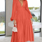 V-neck Waist-controlled Long Sleeves Dress Women