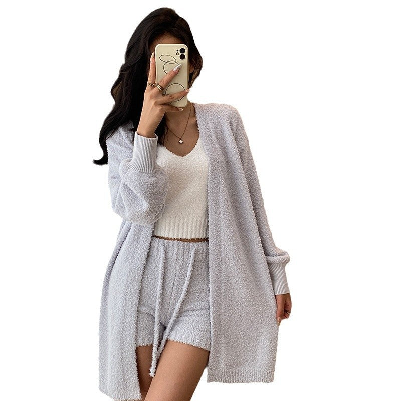 Home Wear Women's Half Velvet Thick Loose Pajamas Suit