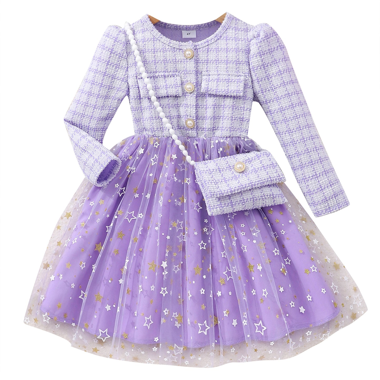 Robe en maille à manches longues Lady Star pour fille