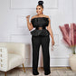 Fashion Solid Color Jumpsuit Off Shoulder Casual Suit