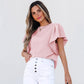Women's Double-layer Ruffled Polyester Short-sleeved Round Neck T-shirt