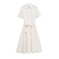 Poplin Shirt-style Lace-up Embroidery Dress