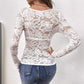 Elegant V-neck Fan-shaped Collar Single Layer Lace Long Sleeve