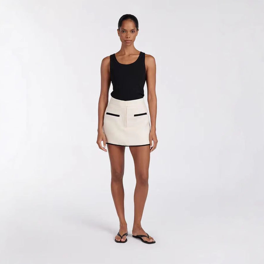 Women's Casual Short Skirt High Waist Simple Cotton Casual Pajamas Suit