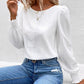 Women's Round Neck Lace Trim Versatile Slimming Top