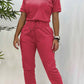 Workwear Casual Round Neck Short Sleeve Trousers Two-piece Set