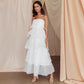 Pure Color Ruffles Suspender Layered Dress