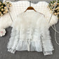 Retro Temperamental Fairy Loose V-neck Flounce Shirt For Women