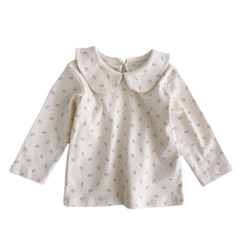 Lapel Plaid Small Floral Cute Baby Girl Top