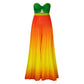 Summer Tube Top Backless Fashion Gradient Color Wide Leg Jumpsuit