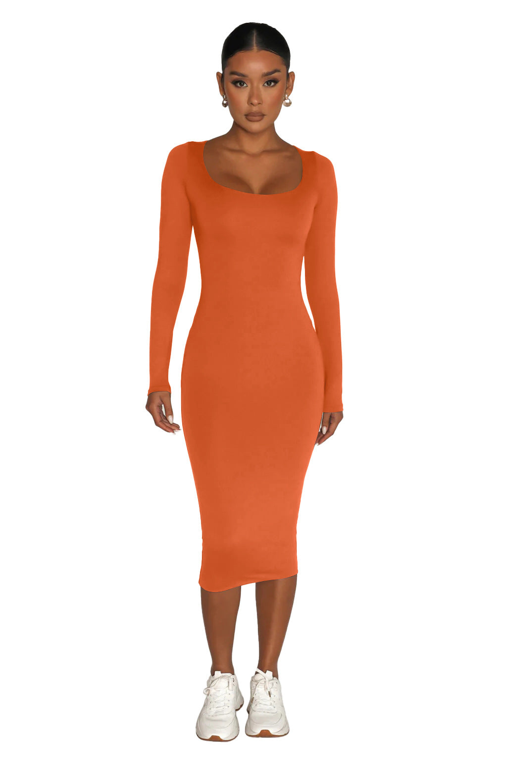 Round Neck Fleece Thickened Slim Fit Hip Skirt