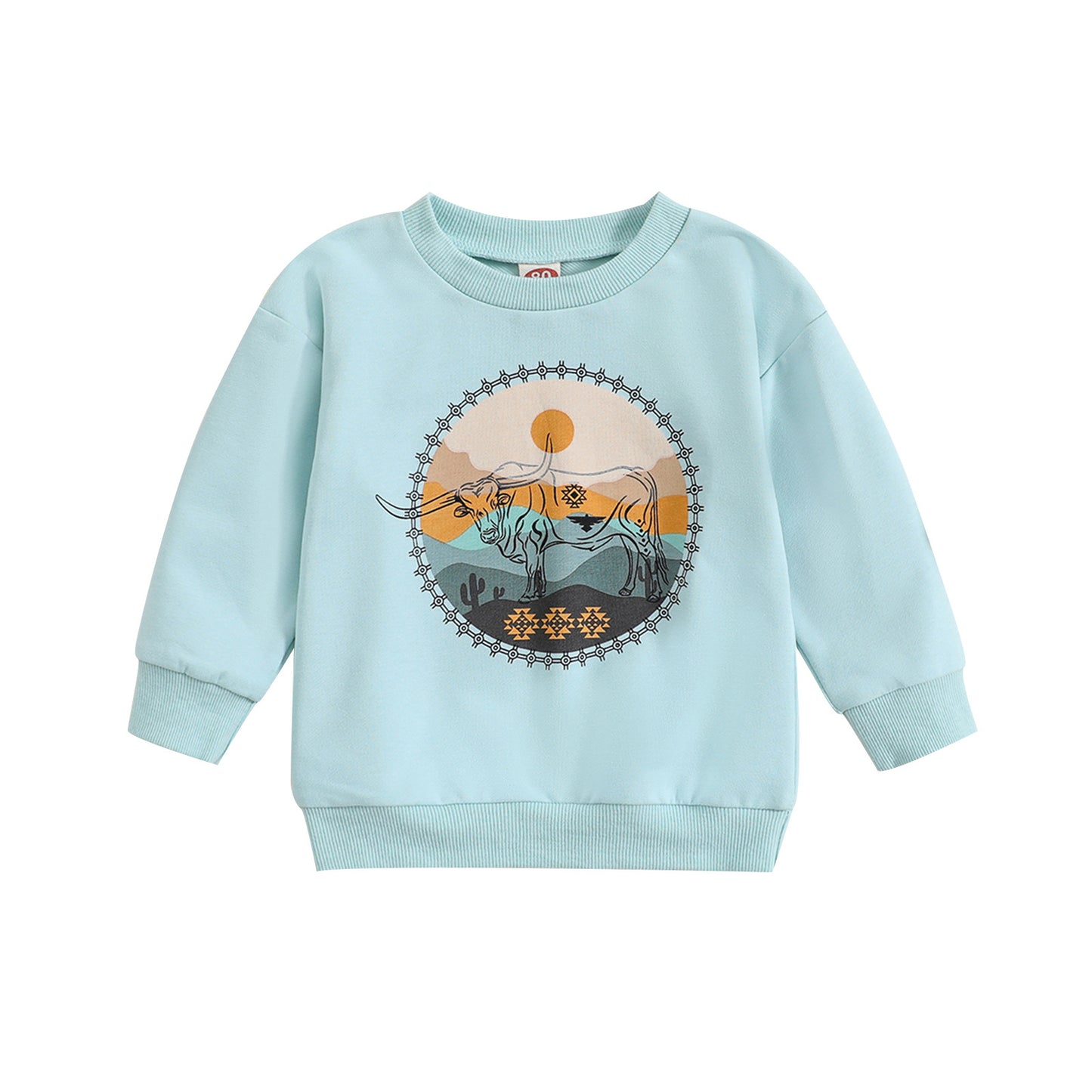 Pull décontracté à manches longues imprimé tête de vache pour enfants