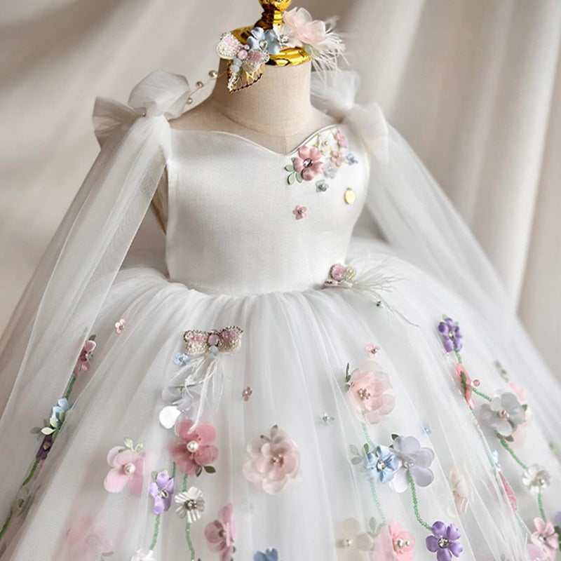 Robe de princesse en satin de polyester pour jeunes et petites filles