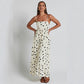 U-collar Tight Waist Large Skirt Polka Dot Print Dress