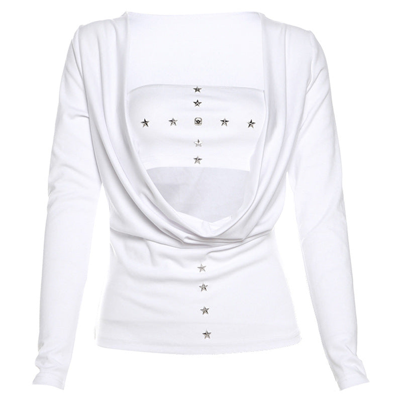 Women's Chest-wrapped Vest Fashion Long Sleeve Two-piece Blouse