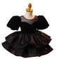 Children's Black French Style Puff Sleeve Princess Dress Summer Girls
