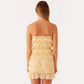 Sweet Yellow Bowknot Lace-up Tube Top Dress