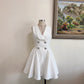 Robe moulante à revers et taille drapée, style vintage, robe élégante pour femme