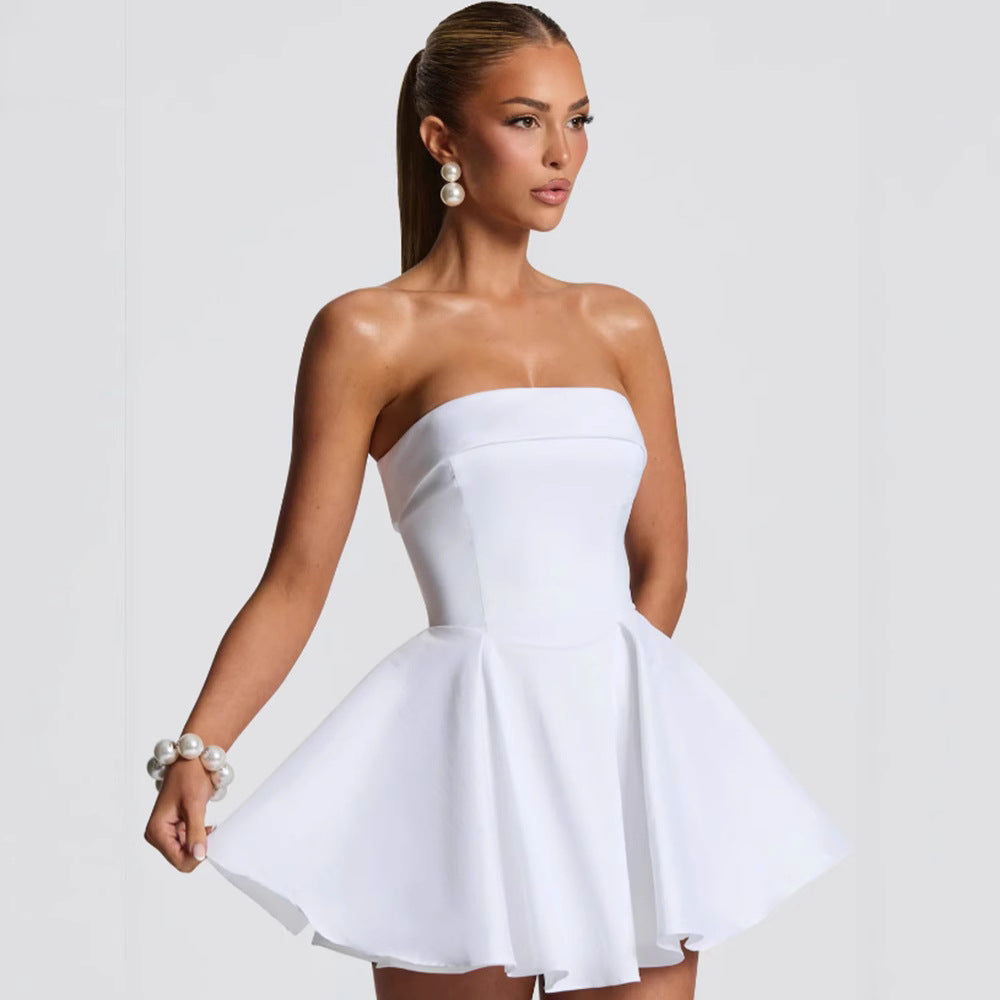 European And American Girls Color Tube-top Dress