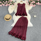 Casual Elegance Sleeveless Ruffled Loose Top And Skirt Two-piece Set