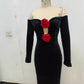 Mesh Long Sleeve Flower See-through Dress