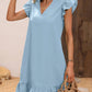 Women's V-neck Ruffle Loose Waist Short Sleeve Dress