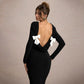 Backless Bow Long Sleeve Narrow Dress Women's Clothing