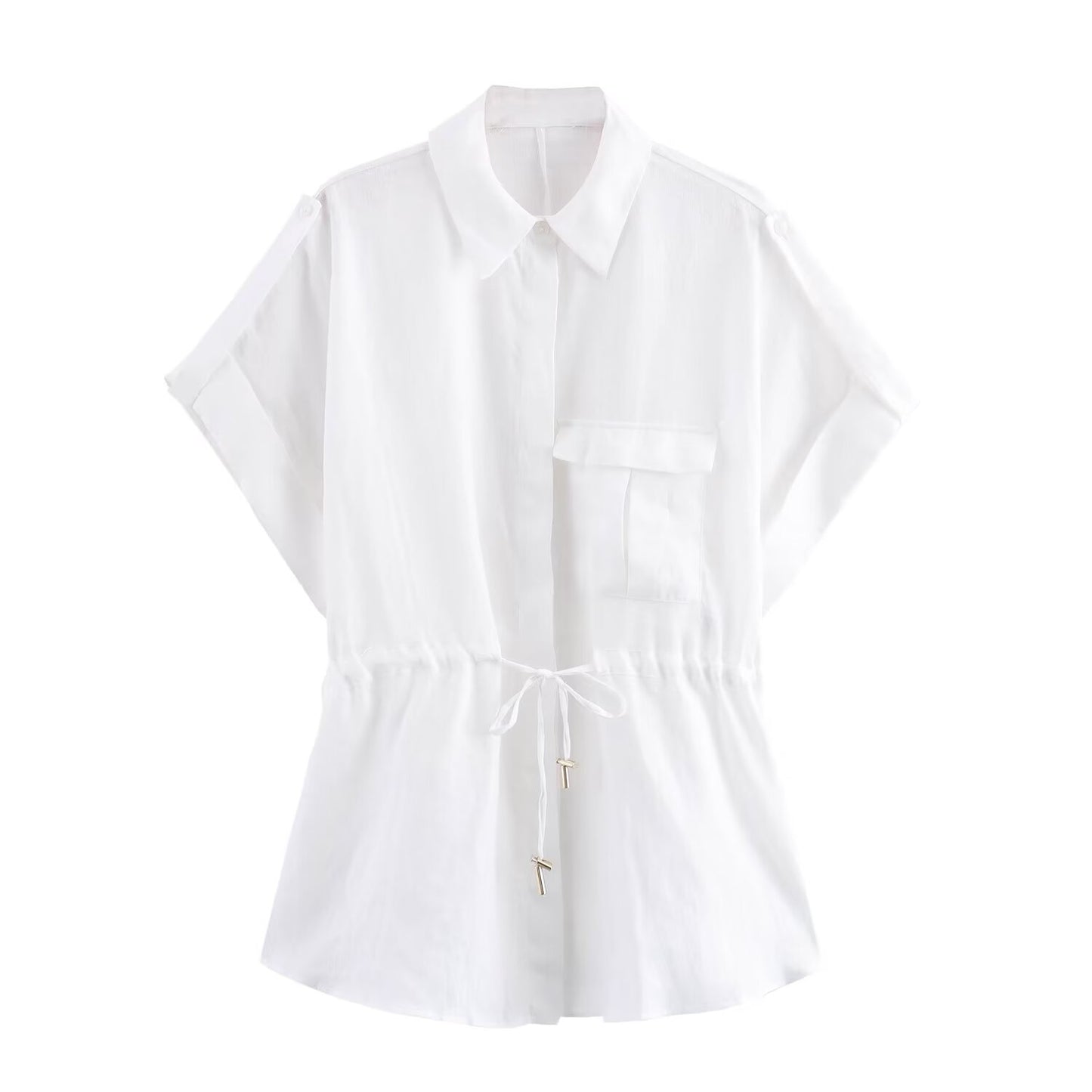 Summer Women's Clothing New Linen Women's Shirt Top Casual High Waist Pants Suit