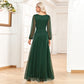 Women's Chiffon Evening Dress A- Line Sheer Long Sleeve Wedding