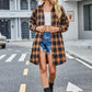 New Casual Long Sleeve Long Flannel Plaid Shirt Coat