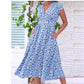 Women's Printed Pocket Bohemian V-neck Dress