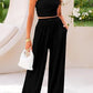 Trousers Elastic Waist Loose-fitting Sleeveless Shirt Suit