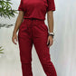 Workwear Casual Round Neck Short Sleeve Trousers Two-piece Set