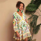 V-neck Printed 34 Sleeves Mini Dress