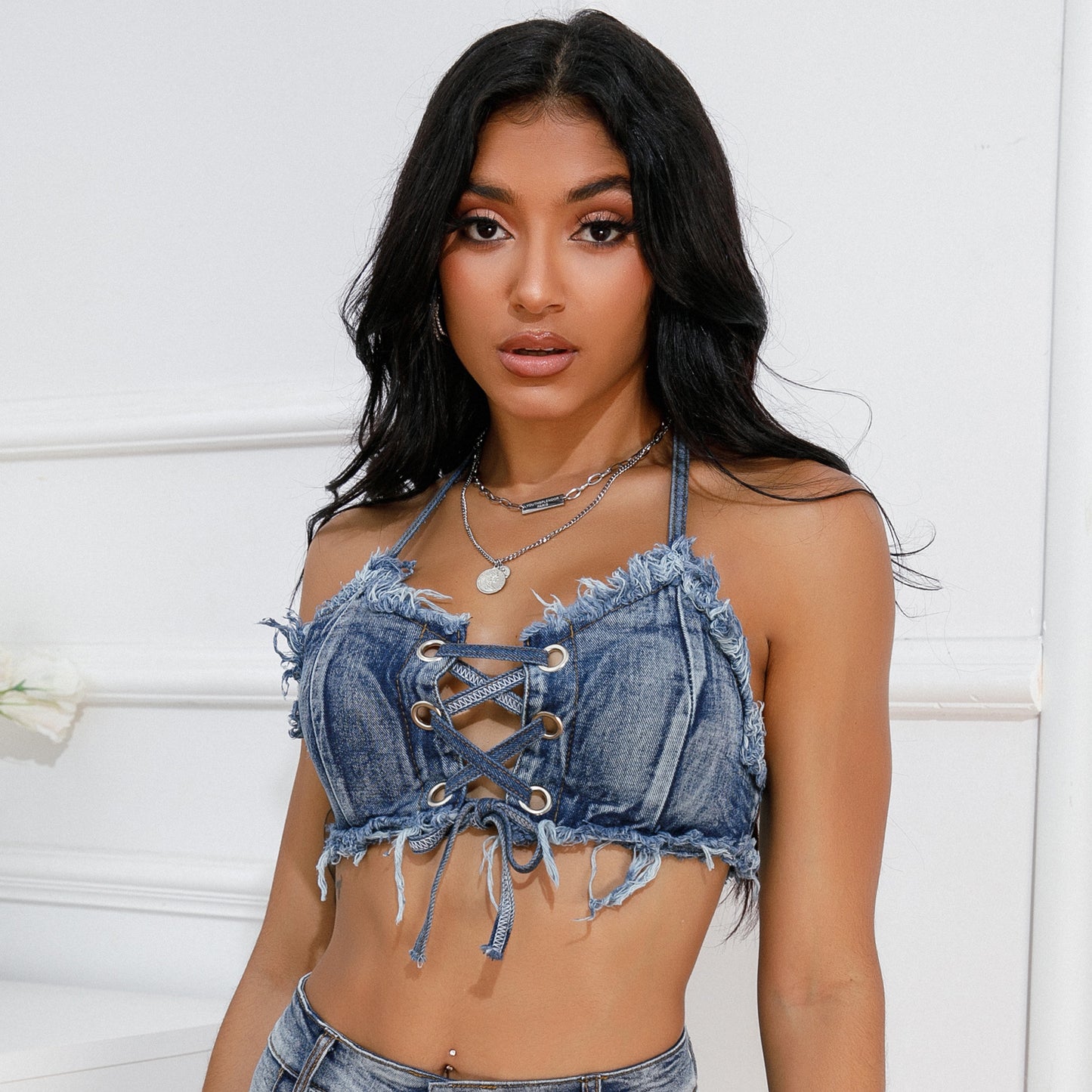 European And American Super Short Cake Puffy Denim Skirt