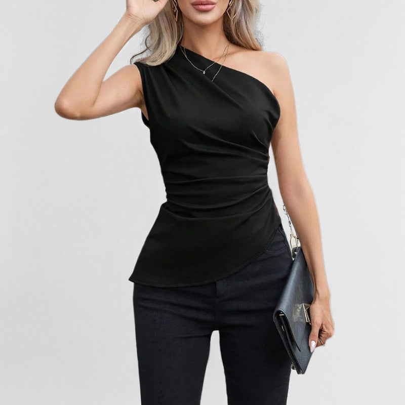 Spring New Elegant Elegant Crossbody Vest Slim Top