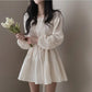 Pleated Design Small Lace-up Waist-controlled Slimming Dress