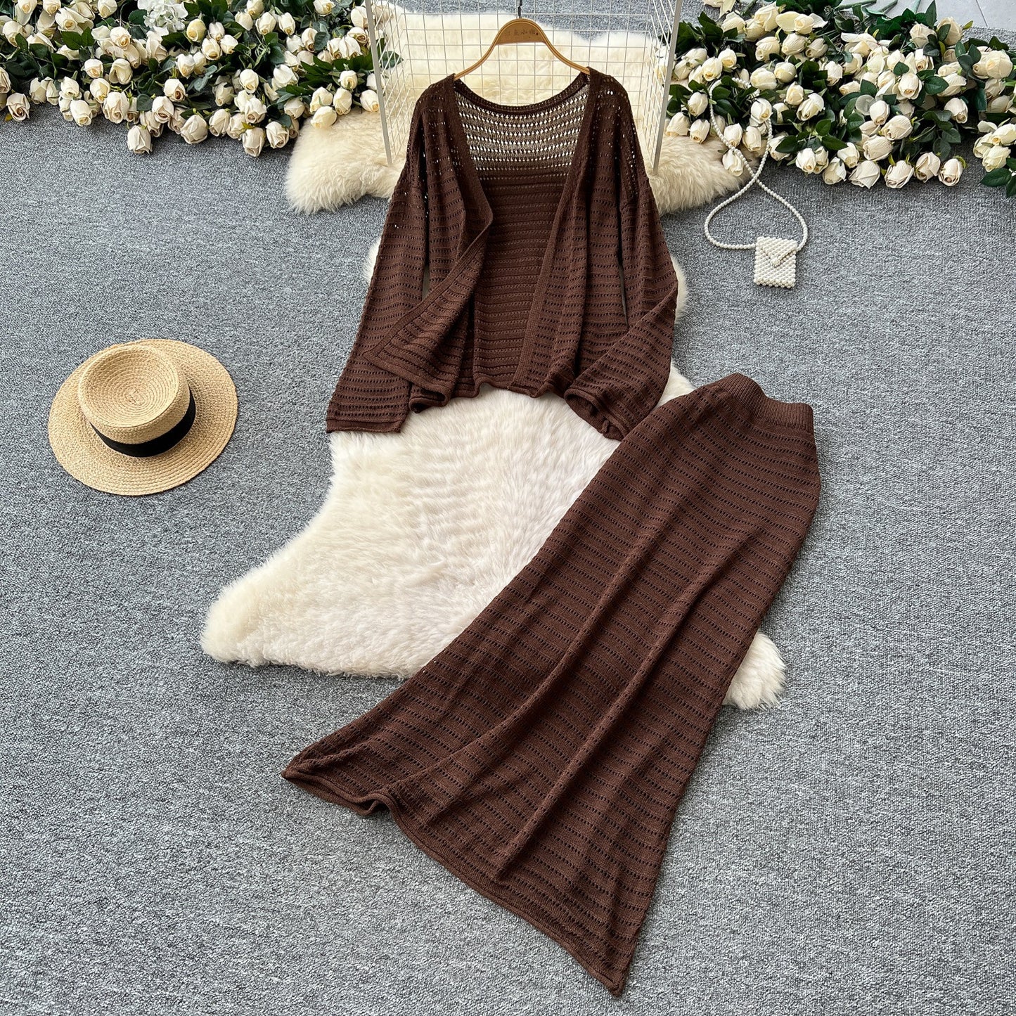 Coat High Waist Skirt Two-piece Set