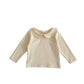 Chemise à col Peter Pan, t-shirt polyvalent à manches longues